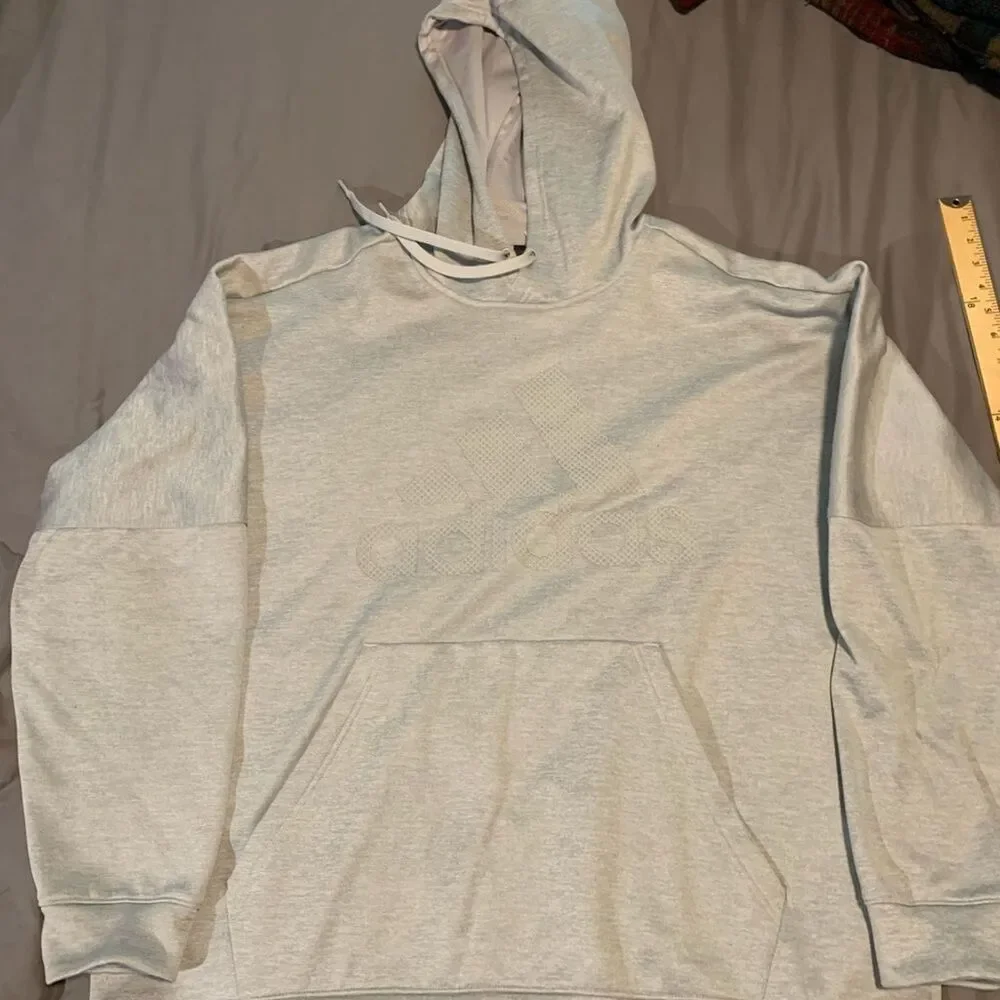 Adidas Men's/ Adult climawarm Grey logo hoodie xxl